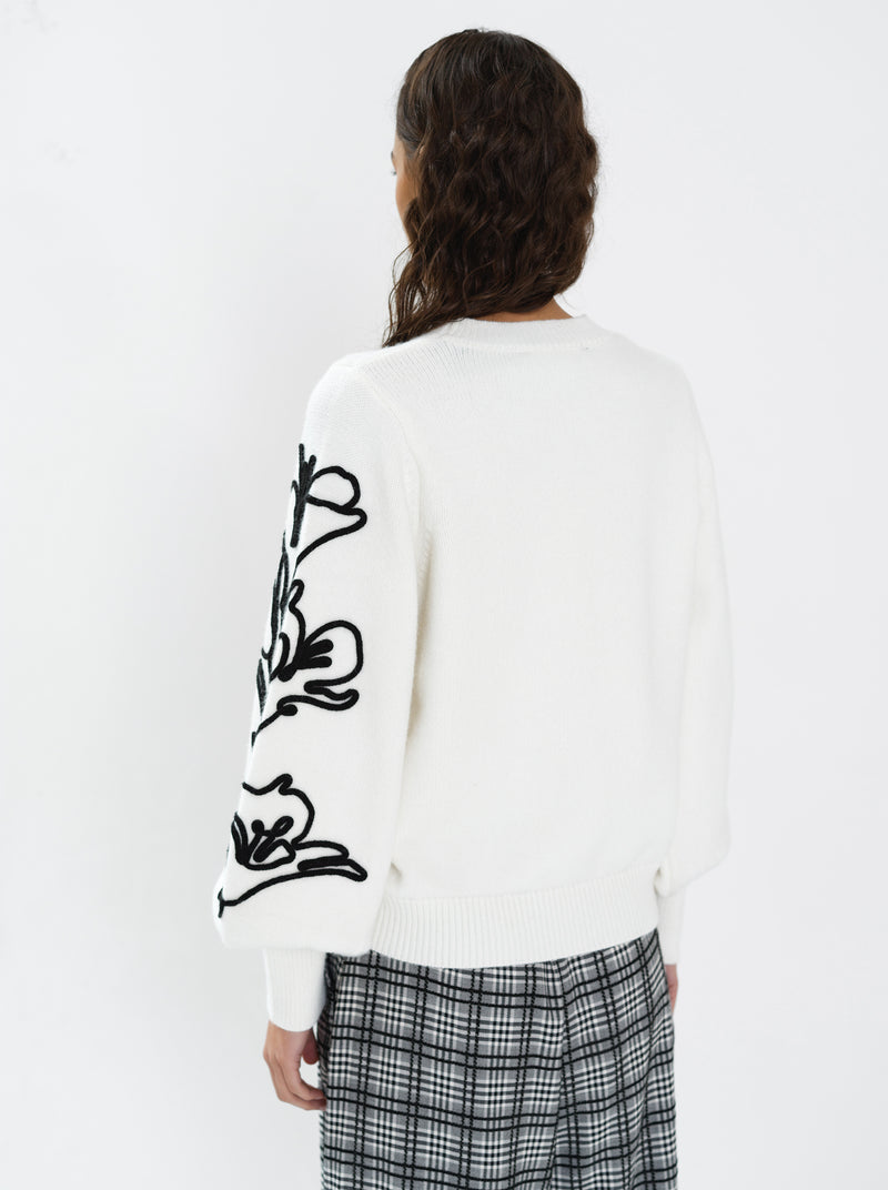 Patrice Floral Embroidered Sleeve Jumper