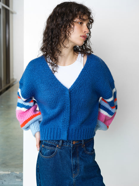 Monroe Knit Multicolour Striped Sleeve Cardigan