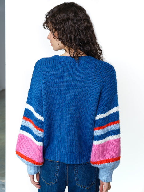 Monroe Knit Multicolour Striped Sleeve Cardigan