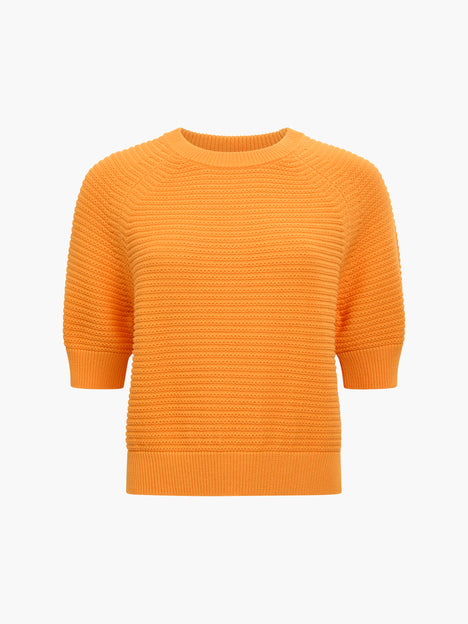 Lily Mozart Purl Knit Orange Short Sleeve Jumper