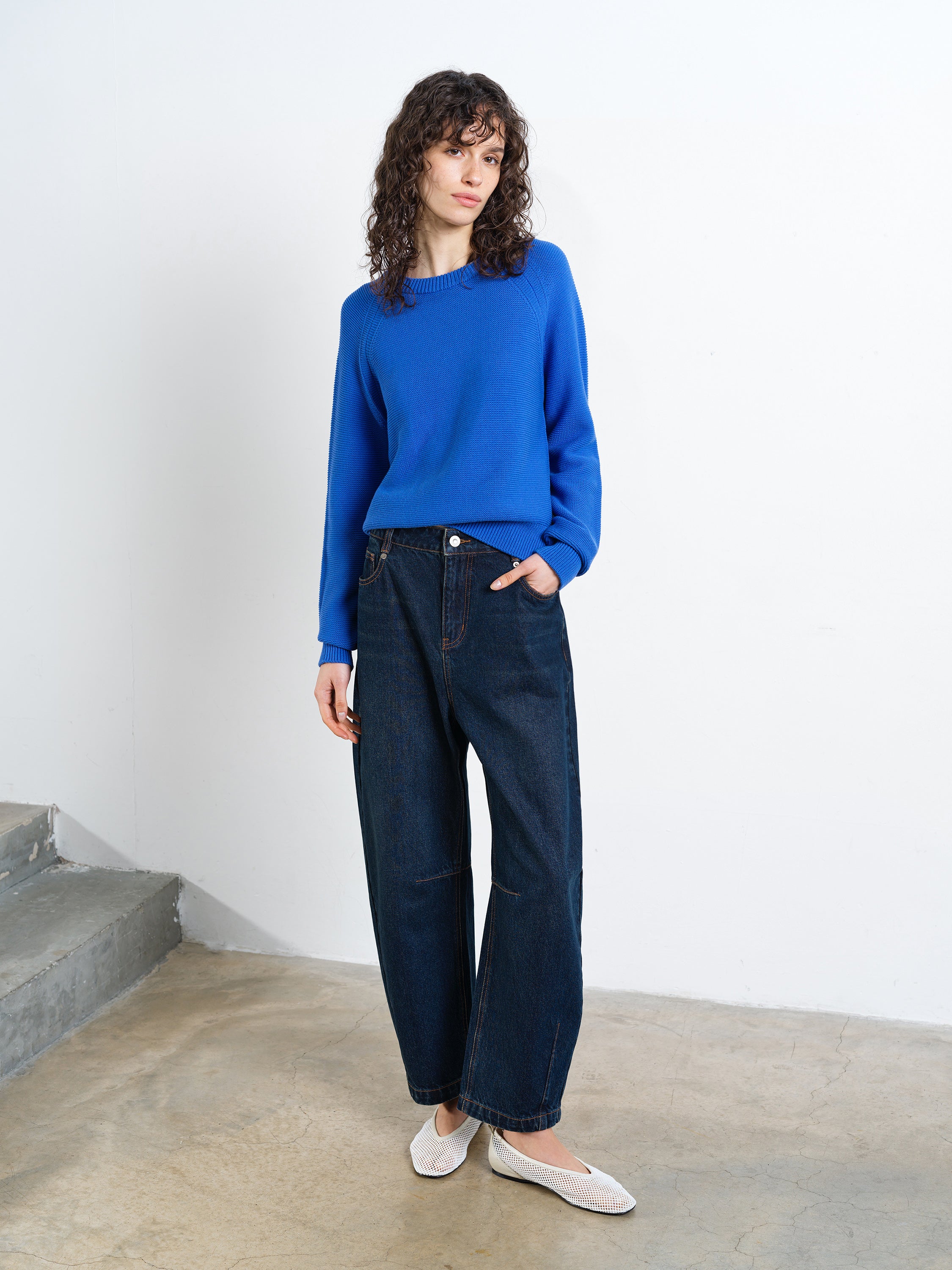 Lily Mozart Knit Long Sleeve Jumper Azure Blue | French Connection UK