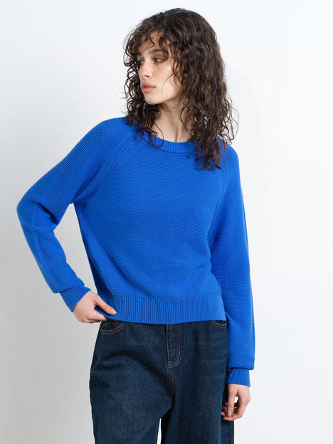 Lily Mozart Purl Knit Blue Long Sleeve Jumper