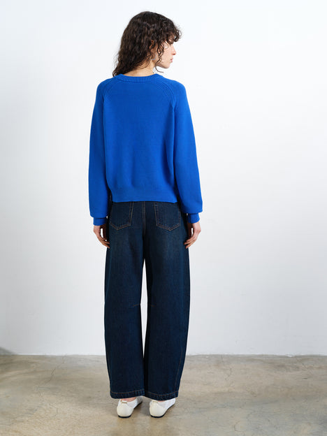Lily Mozart Purl Knit Blue Long Sleeve Jumper