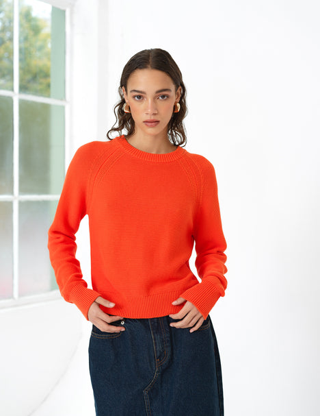 Lily Mozart Purl Knit Orange Long Sleeve Jumper