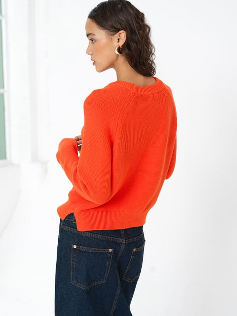 Lily Mozart Purl Knit Orange Long Sleeve Jumper