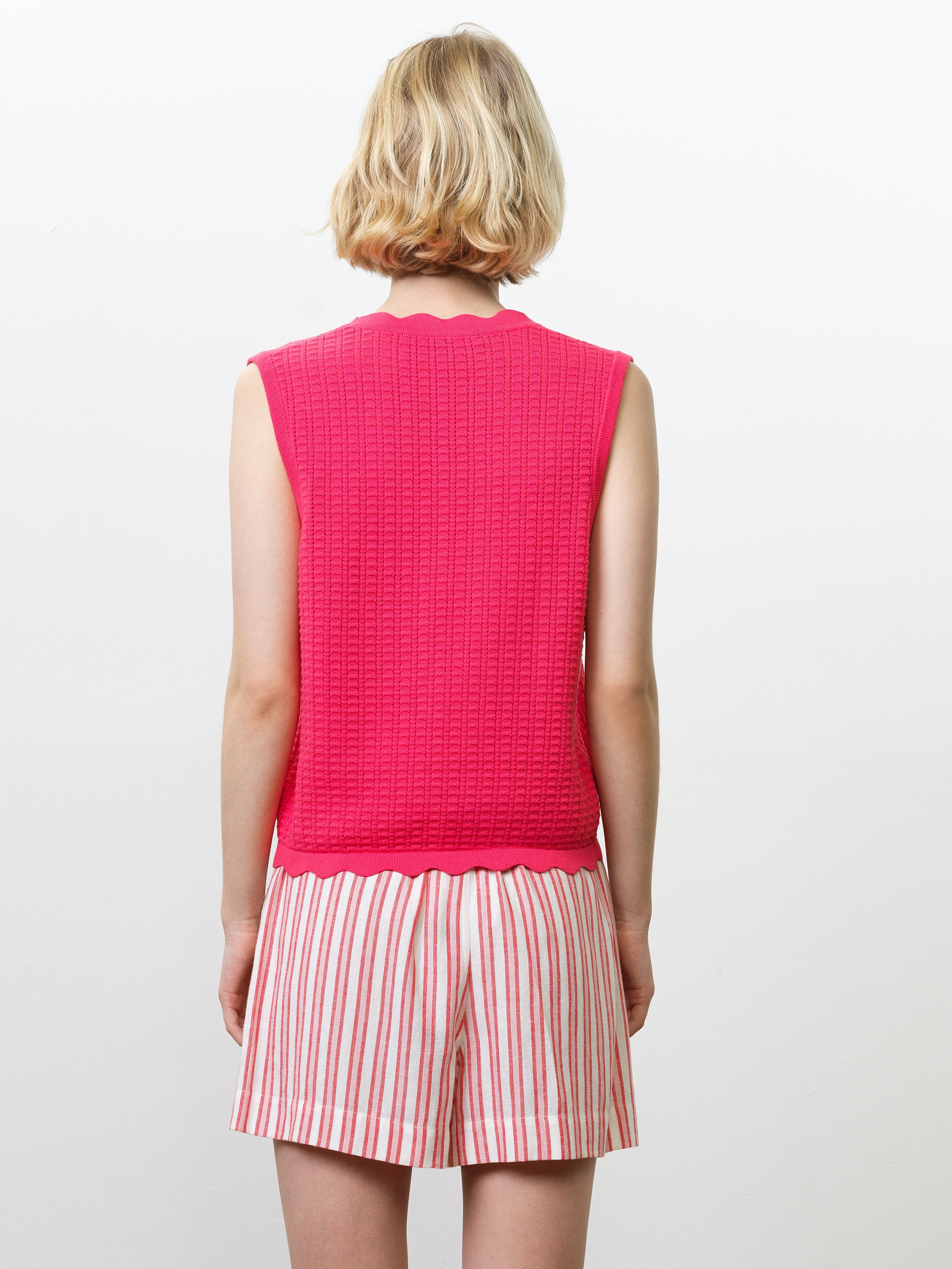 Lois Mozart Knit Tie Up Pink Vest Top