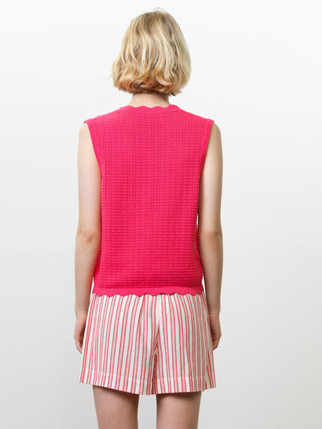 Lois Mozart Knit Tie Up Pink Vest Top