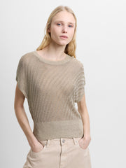 Jada Metallic Gold Cap Sleeve Knit Top