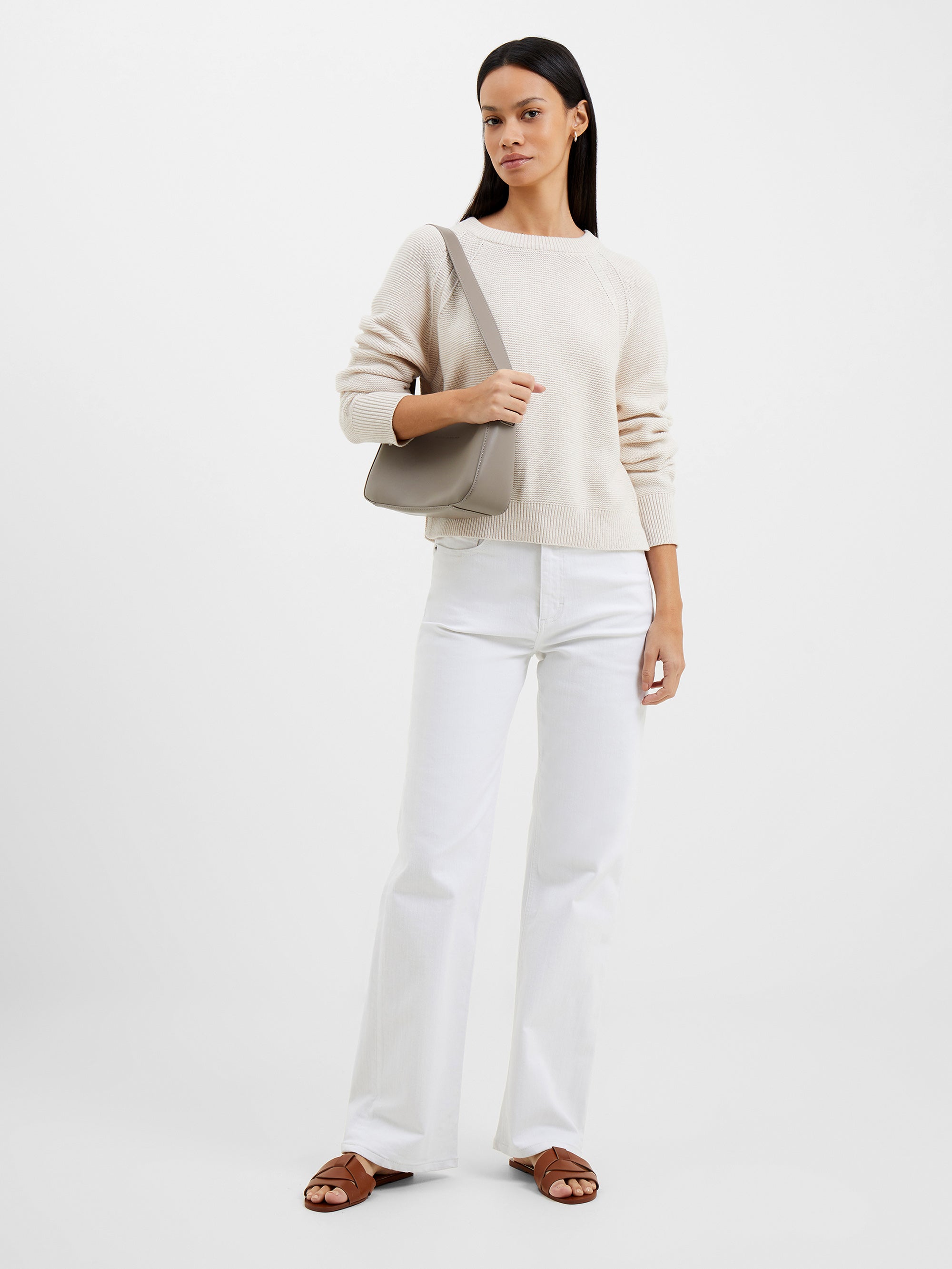 Lilly Mozart Crew Neck Jumper Oatmeal Melange French Connection UK