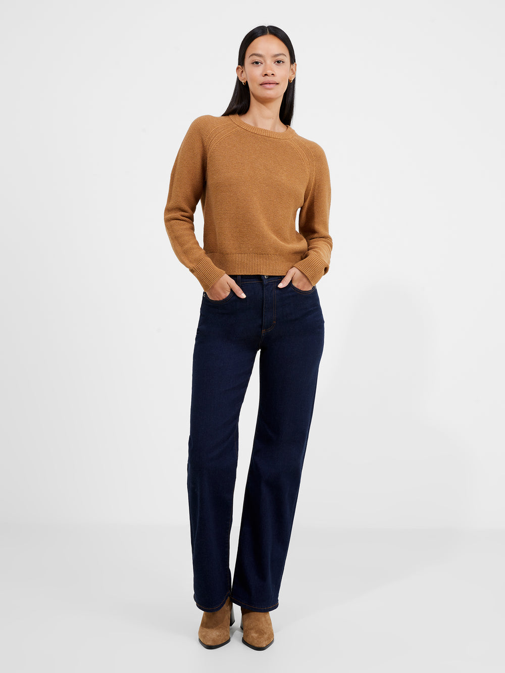 Lilly Mozart Crew Neck Jumper Tobacco Brown Mel | French Connection UK