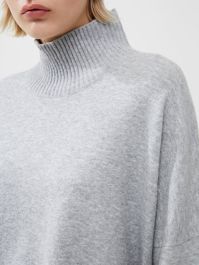 Jeanie Vhari Recycled Roll Neck Jumper Light Grey Mel | French ...