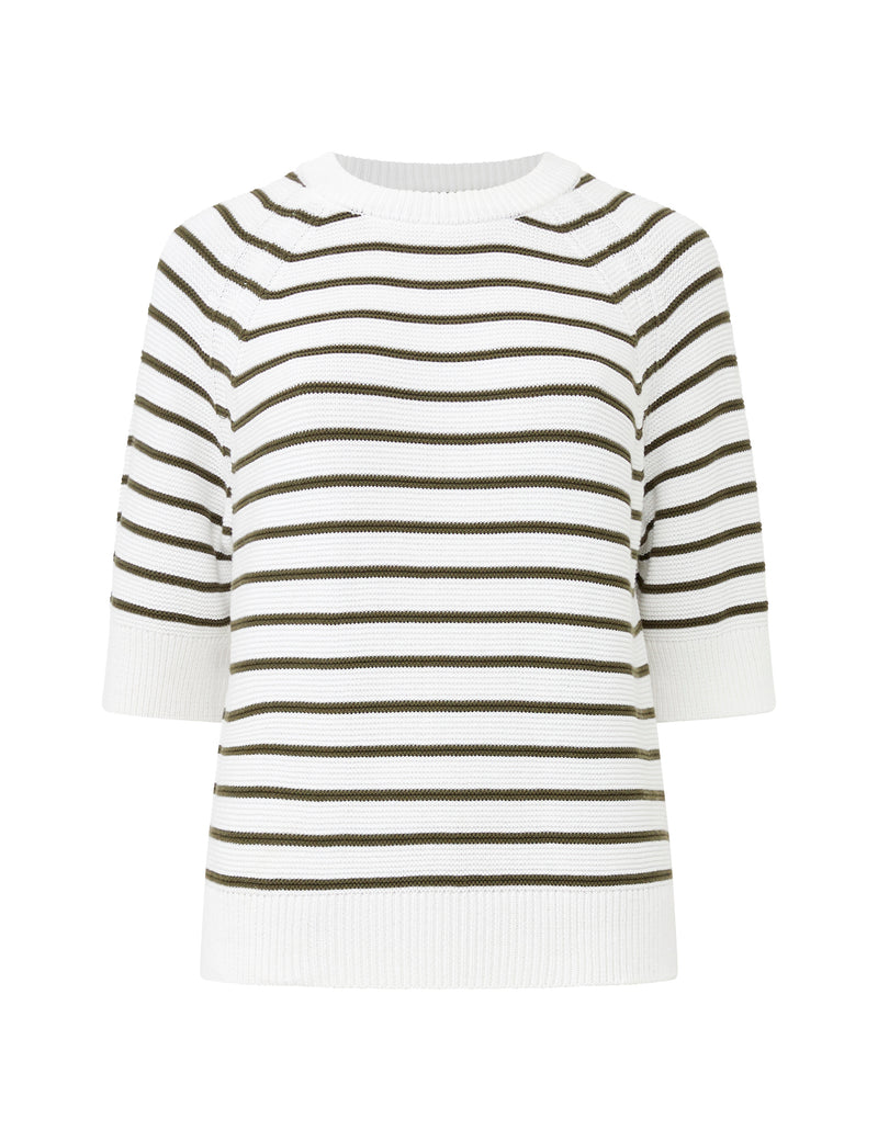 Lily Mozart Stripe Short Sleeve Jumper Su White/Olive Night | French  Connection UK
