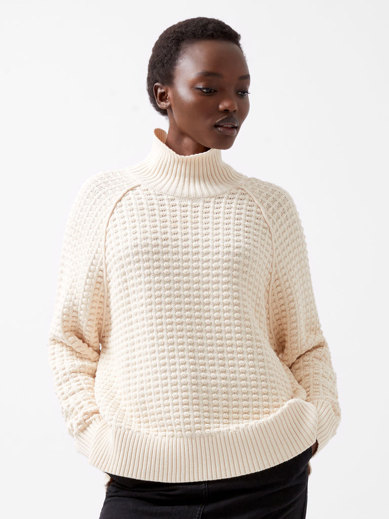 Keya Popcorn Knit Rollneck Jumper in Bordeaux Red main image 0