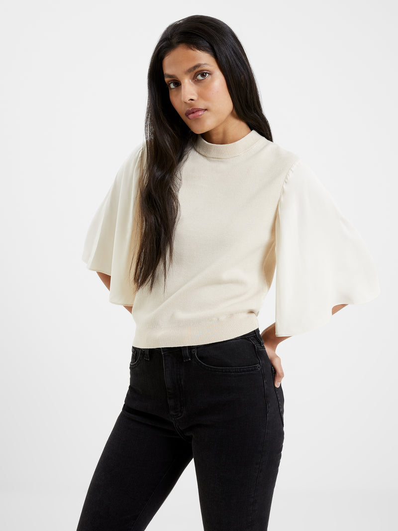 Krista Mix Short Sleeve Jumper Classic Cream | French Connection UK