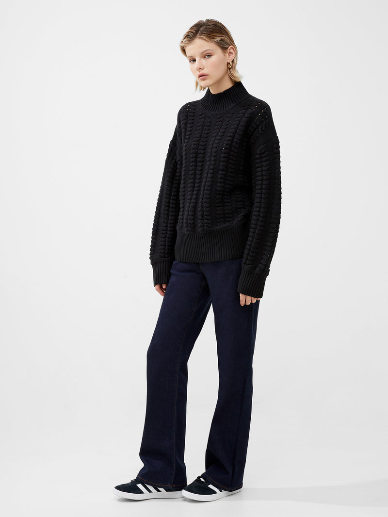 Jolee High Neck Cable Knit Jumper Blackout | French Connection UK