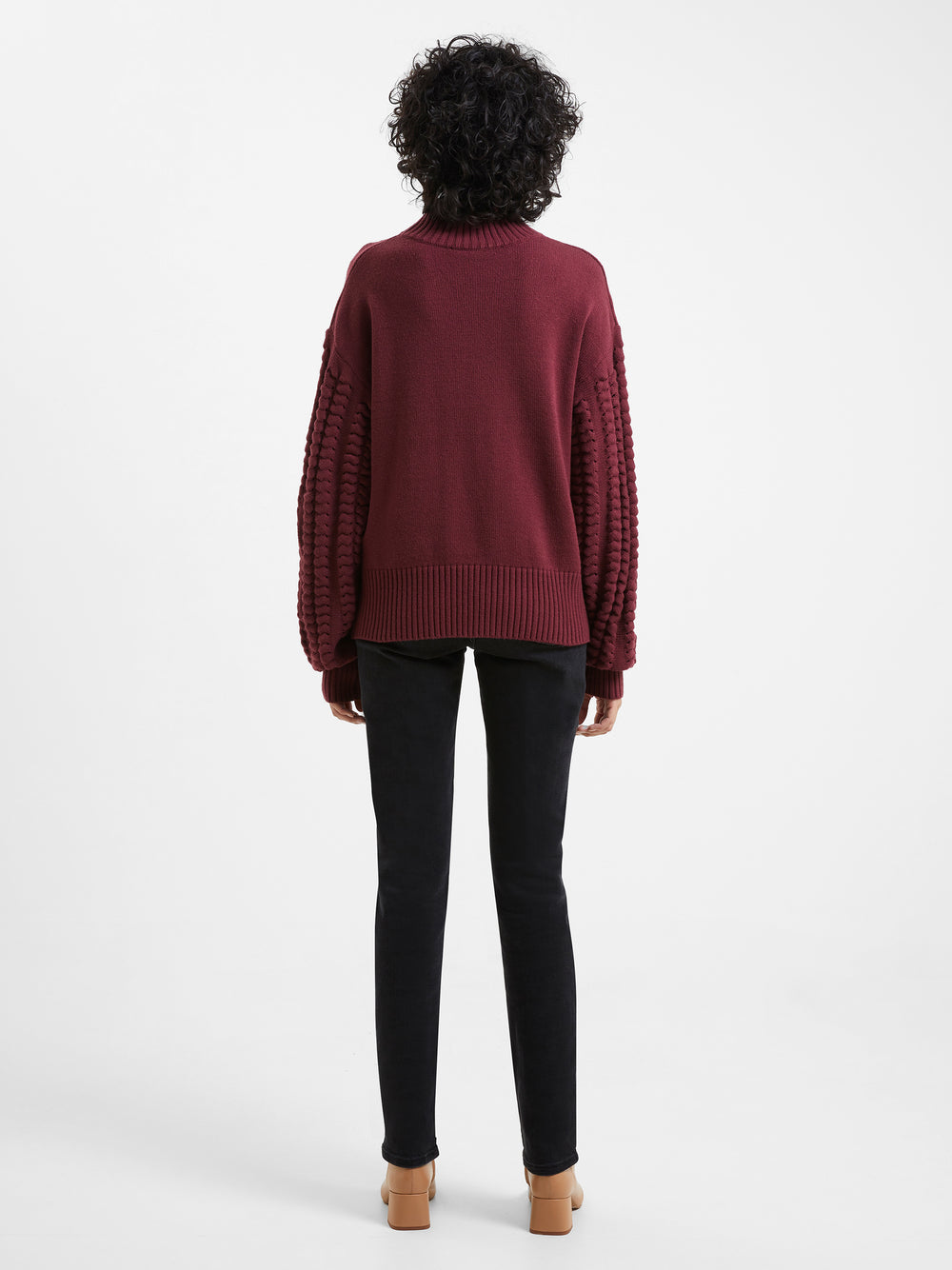 Jolee High Neck Cable Knit Jumper Chocolate Truffle | French Connection UK