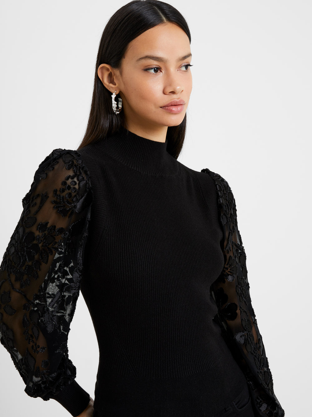 Onnie Krista Burnout Sleeves Jumper Blackout | French Connection UK