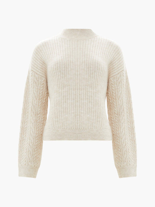 Cable Knit Arm High Neck Jumper