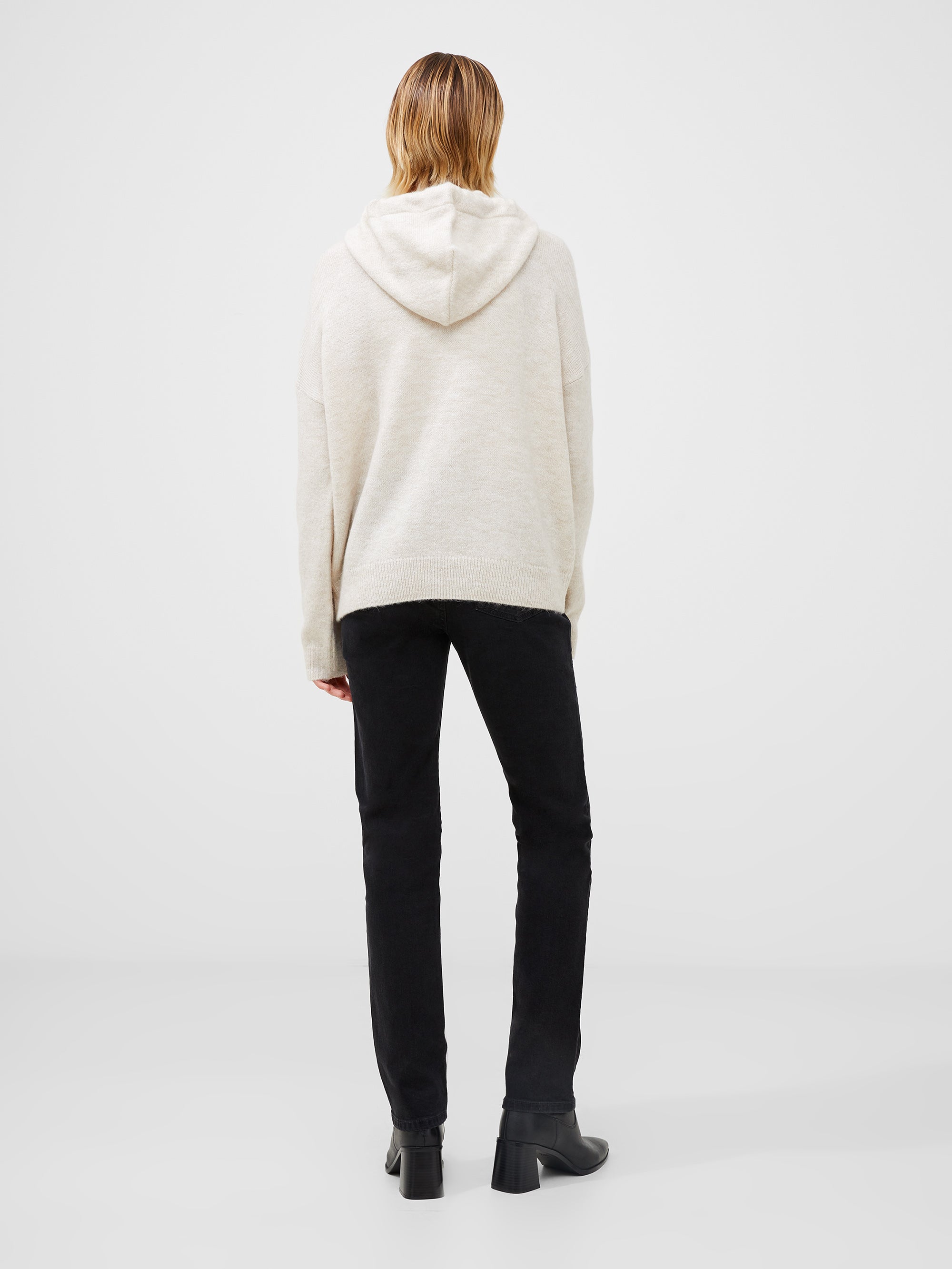Cable Knit Chevron Hoodie Oatmeal Mel | French Connection UK