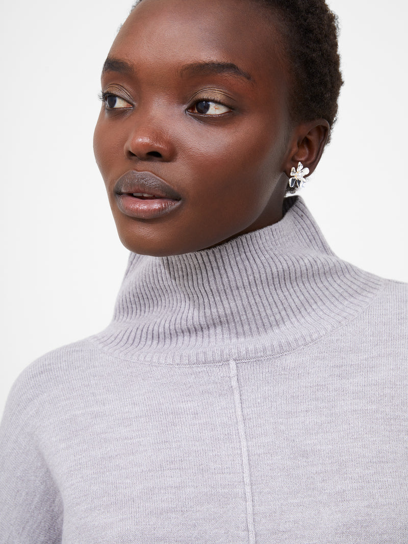 Babysoft River Knit High Neck Jumper Dove Grey Mel | French Connection UK