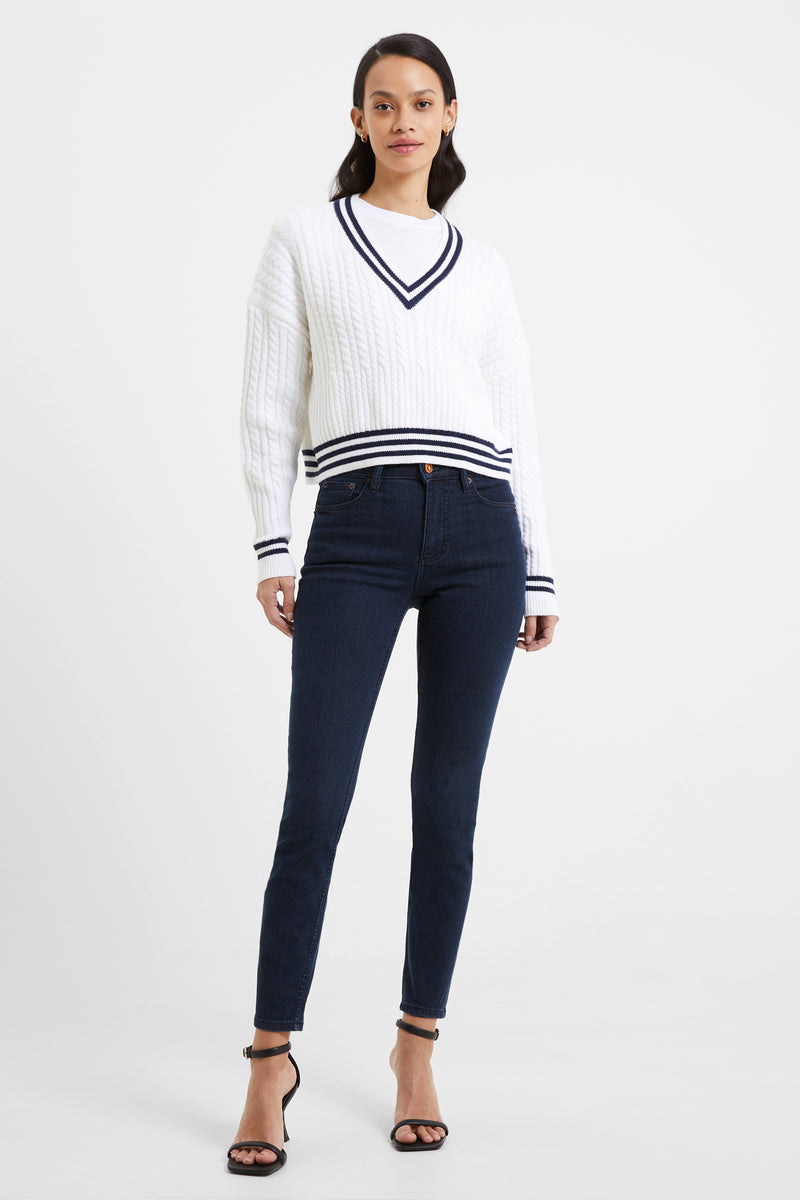 Babysoft Cable V-Neck Jumper Winter White/Duchess | French Connection UK