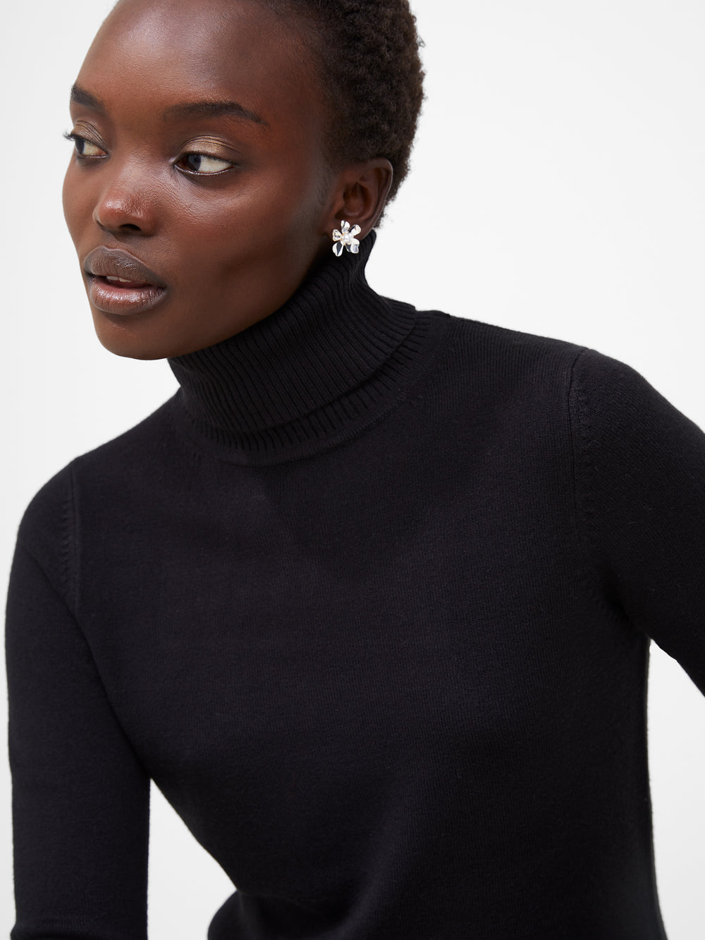 Babysoft Ribbed High Neck Tunic Top Black | French Connection UK