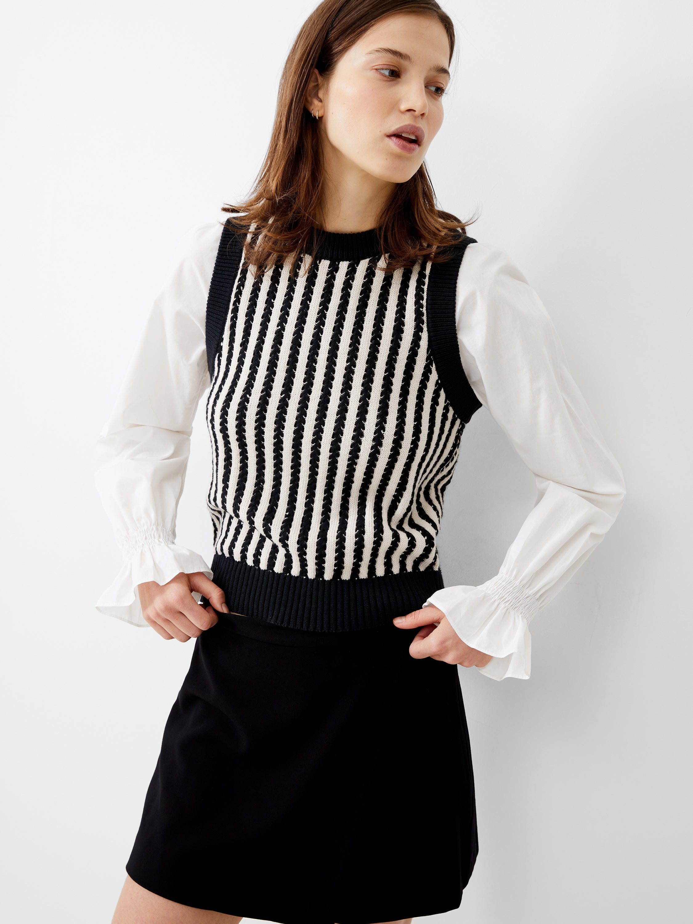 Moma Vest Mix Shirt Black Ash/Classic Cream | French Moma Vest Mix Shirt Black Ash/Classic Cream | French