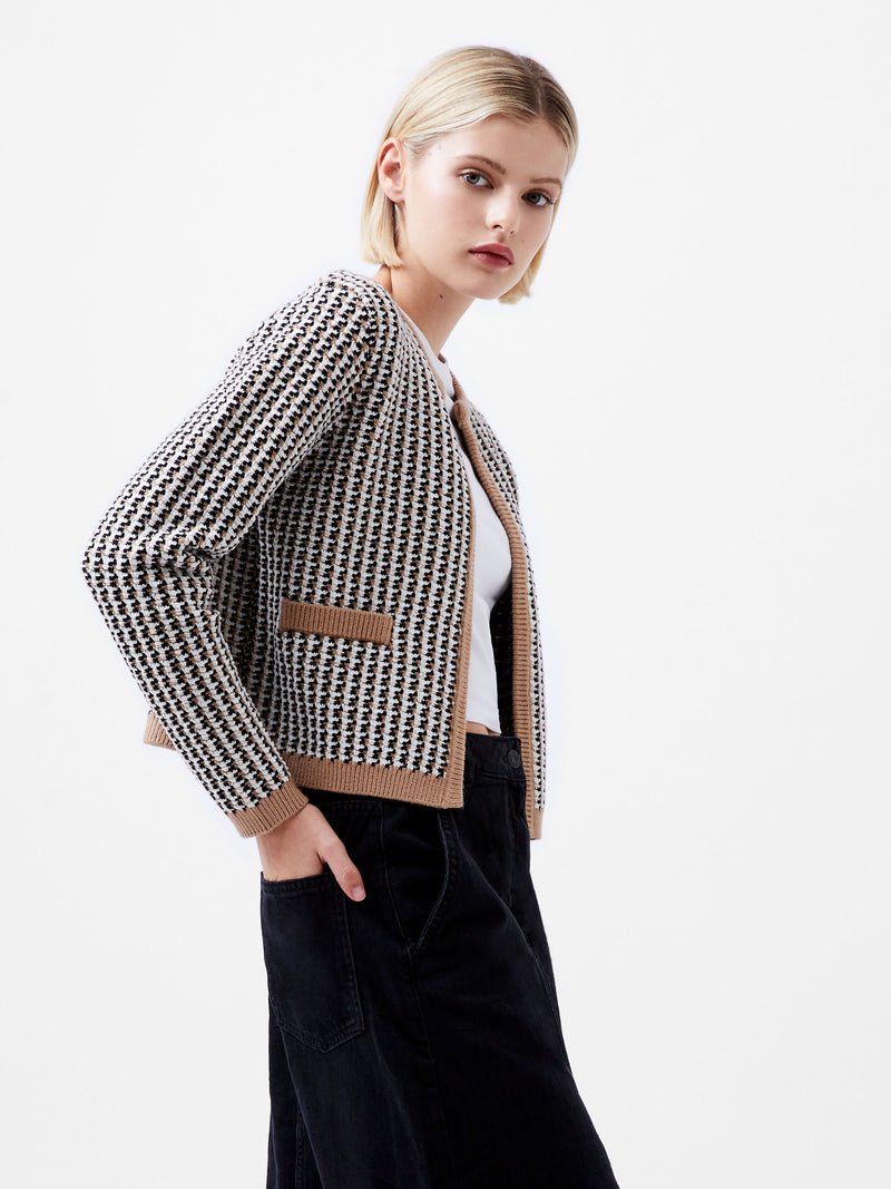Noar Cardigan Oatmeal Mel Clotted Cream French Connection UK