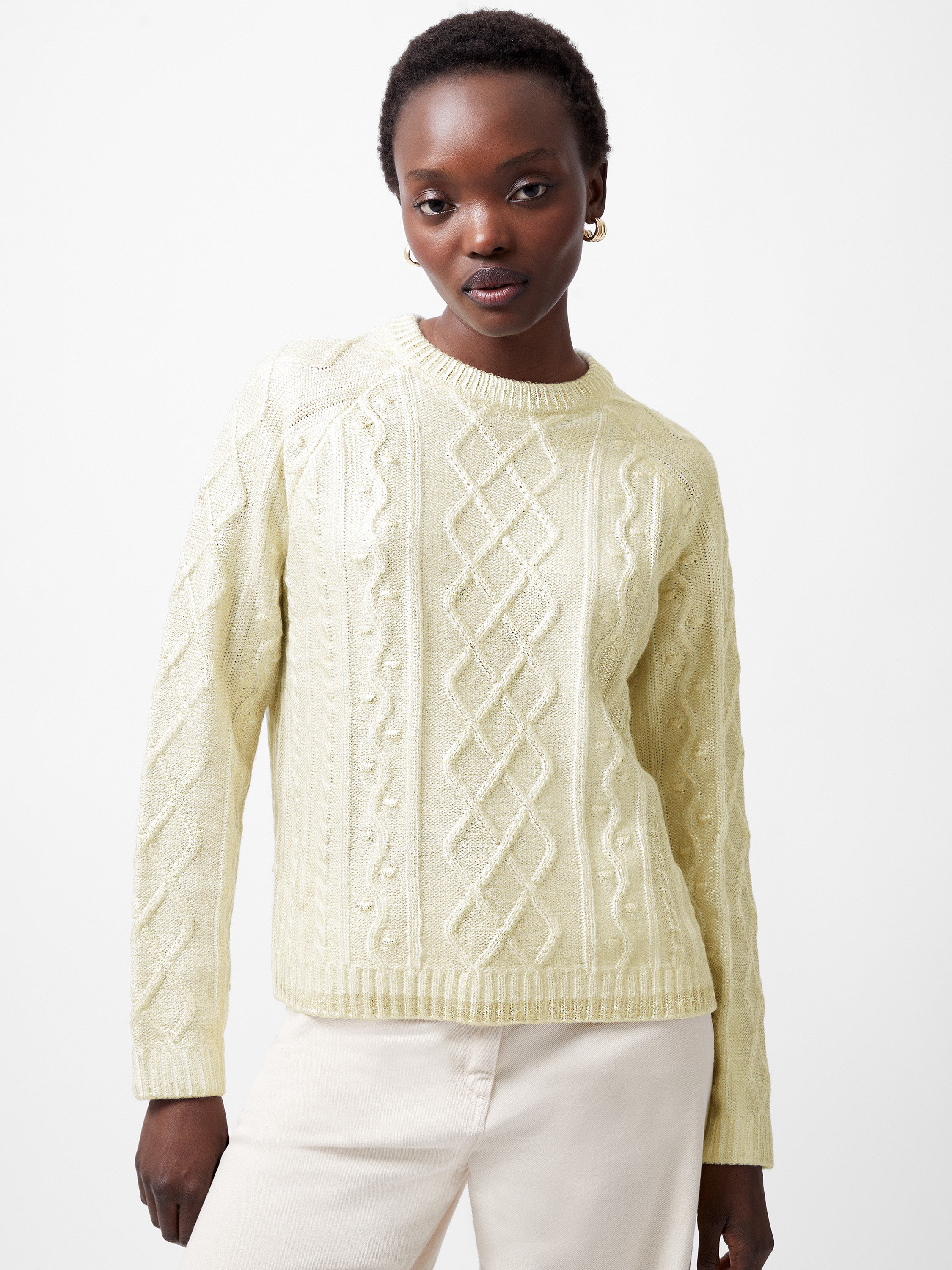 Otilia Gold Foil Cable Knit Jumper