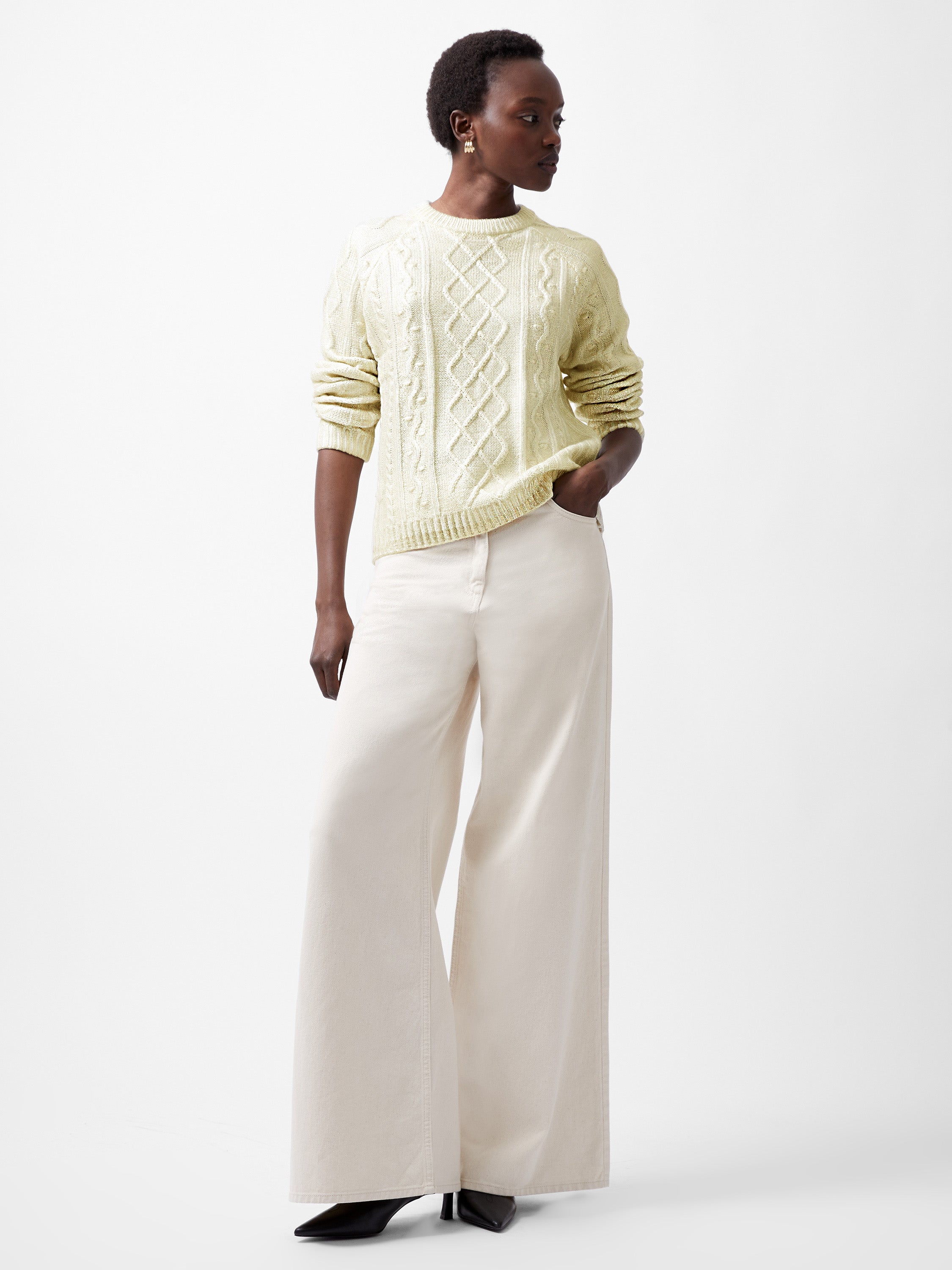 Otilia Gold Foil Cable Knit Jumper
