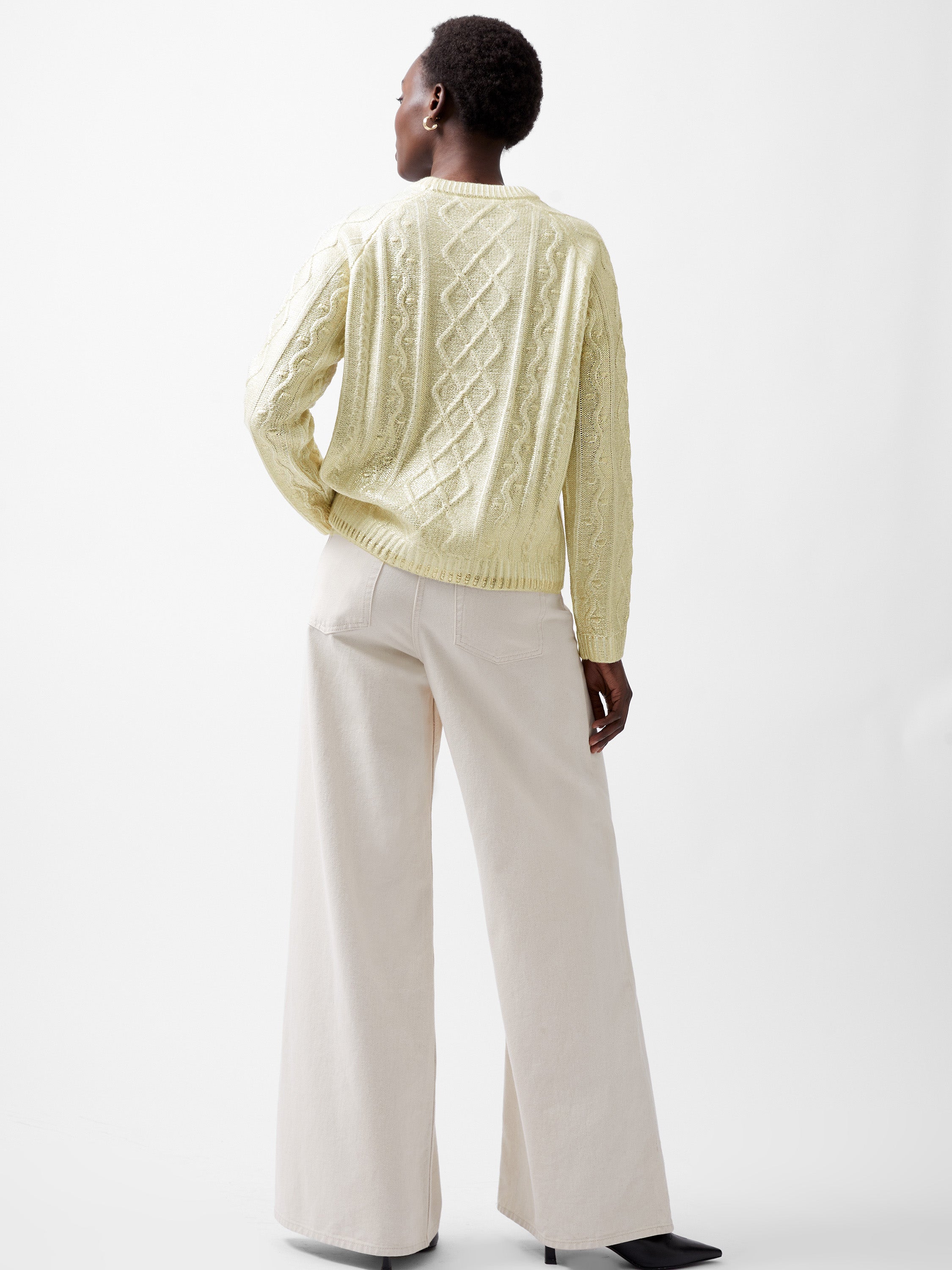 Otilia Gold Foil Cable Knit Jumper