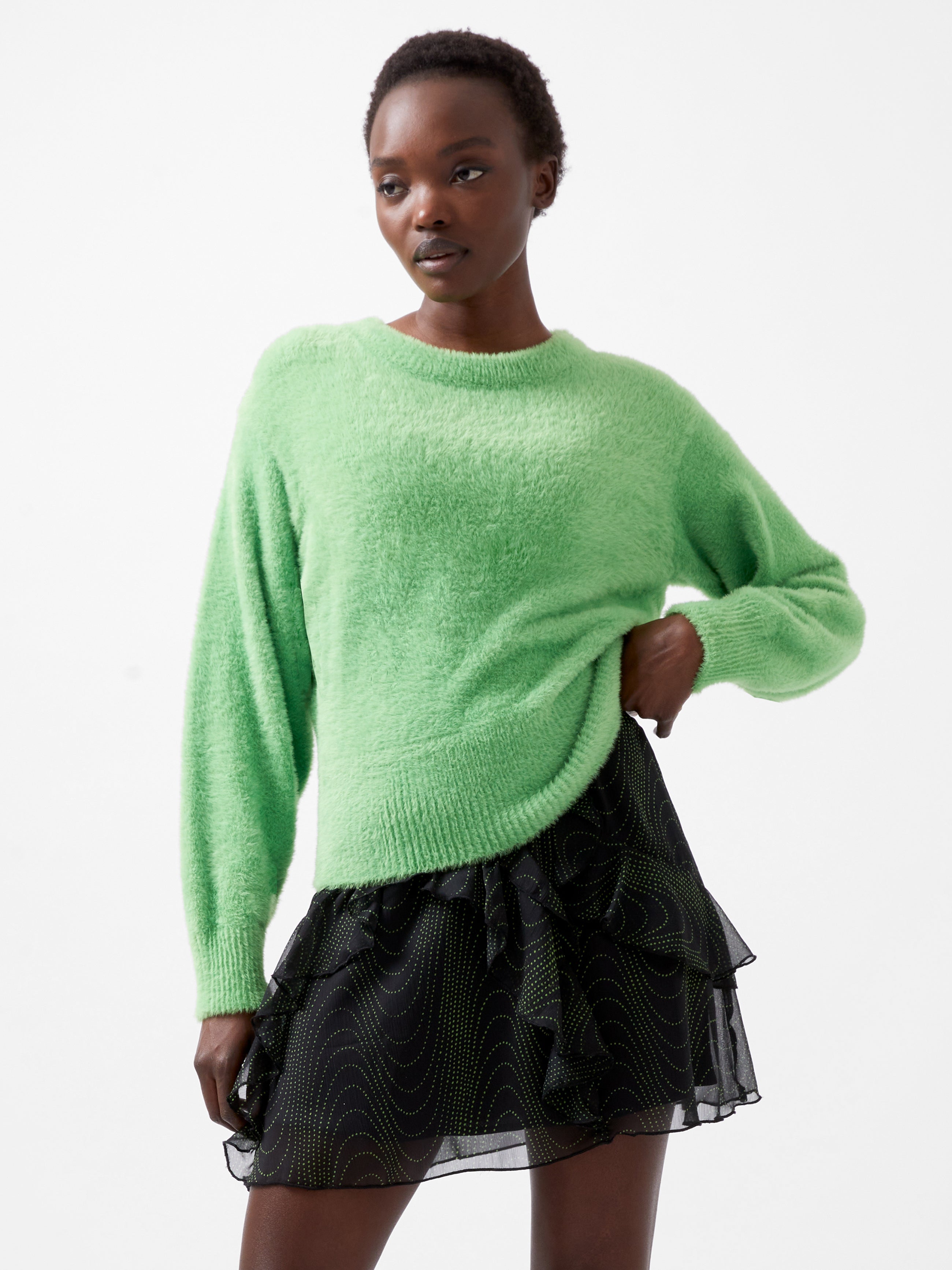 Jacelin Fluffy Crew Neck Jumper - Main Image