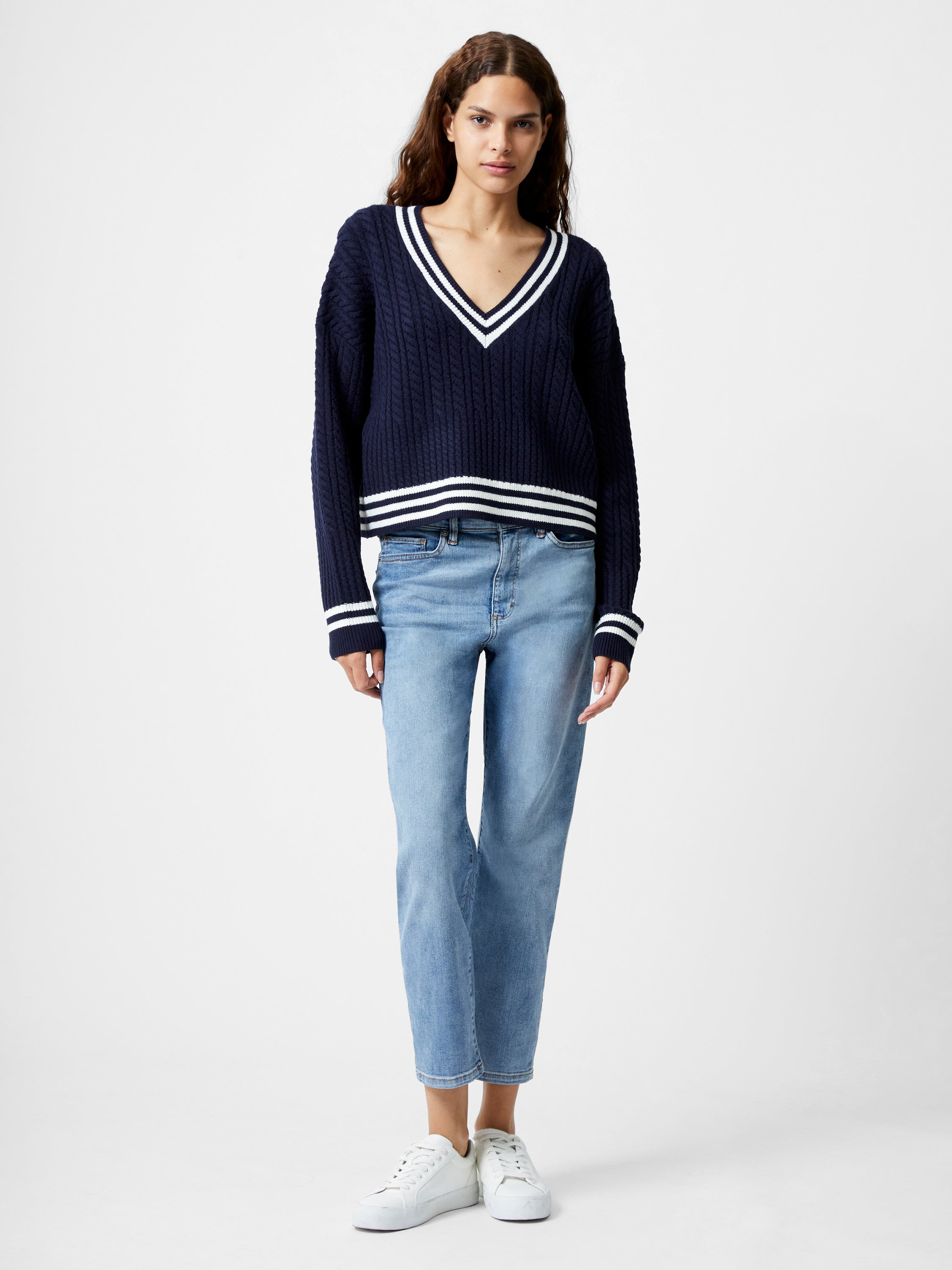 Babysoft Cable V-Neck Jumper