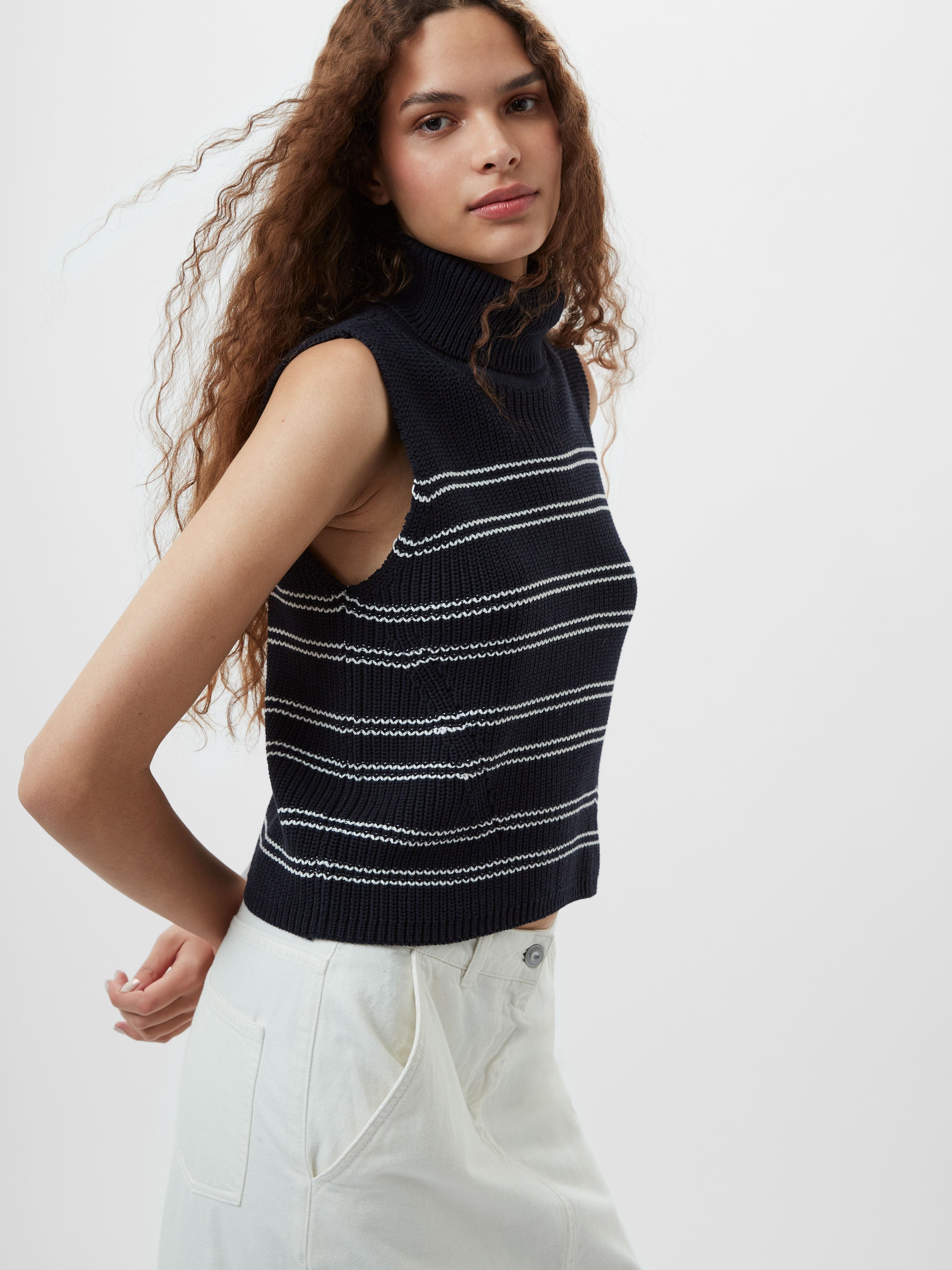[DIGUE]★ marine stripe sleeveless KNIT★ Archive Oasis Sweater Tank - Peepa's