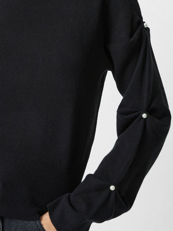 Babysoft Faux Pearl Sleeve Crew Neck Jumper