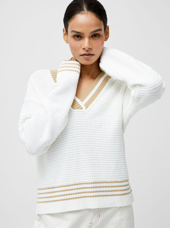 Lovezesent Woens Striped Color Block Sweater Long Sleeve Ribbed Knit