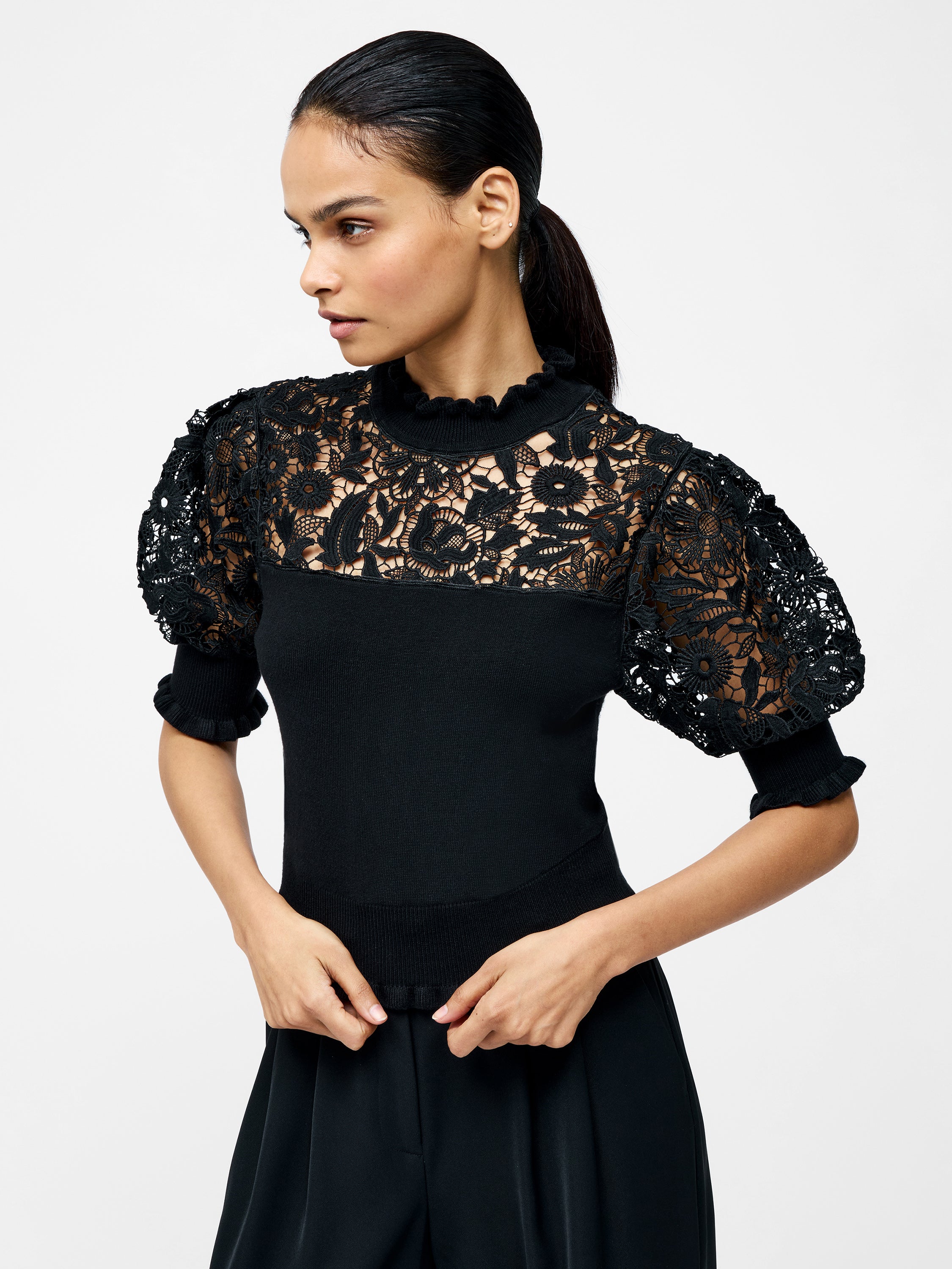 Crochet Lace Mix Knit Top