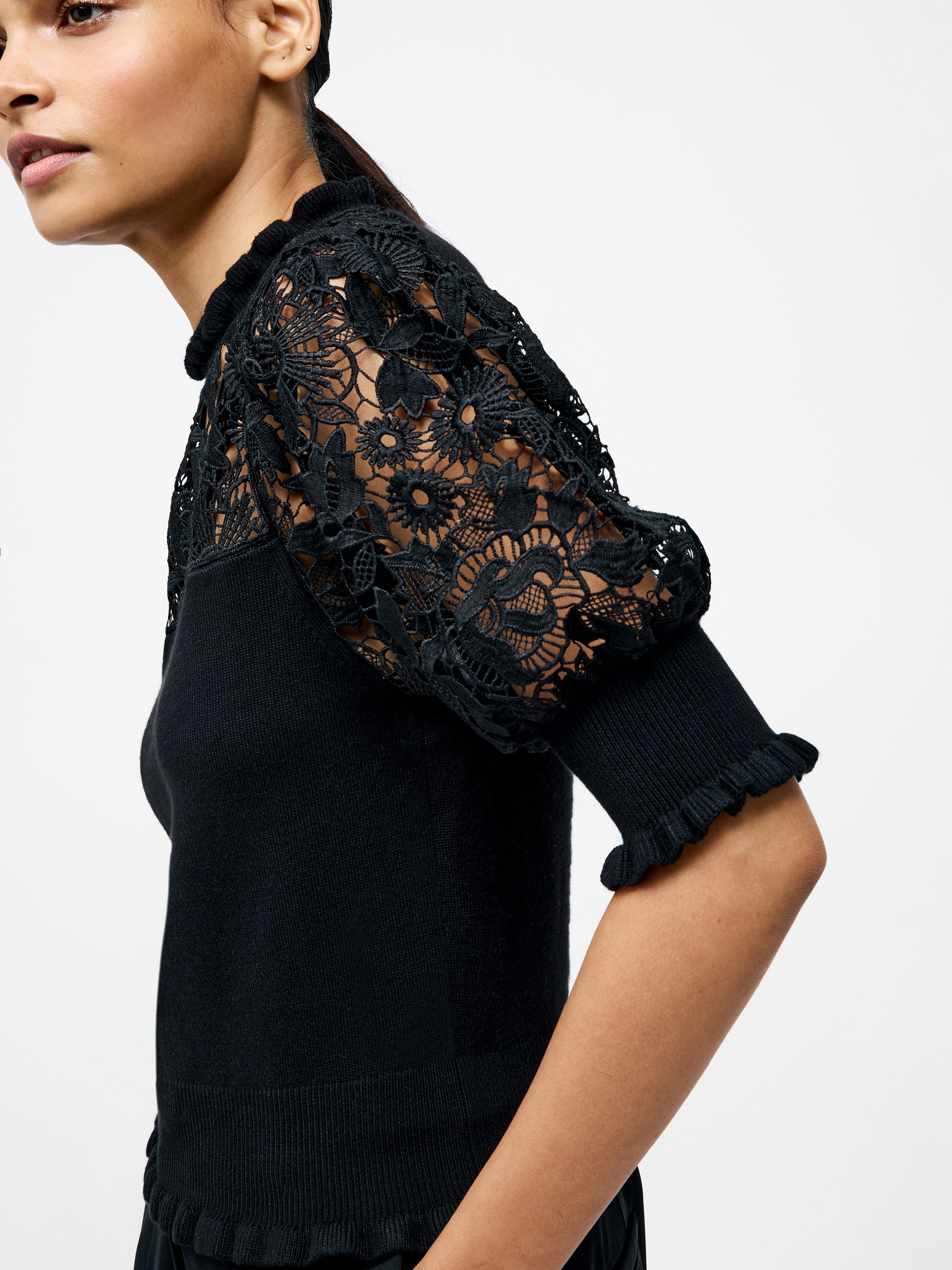 Crochet Lace Mix Knit Top
