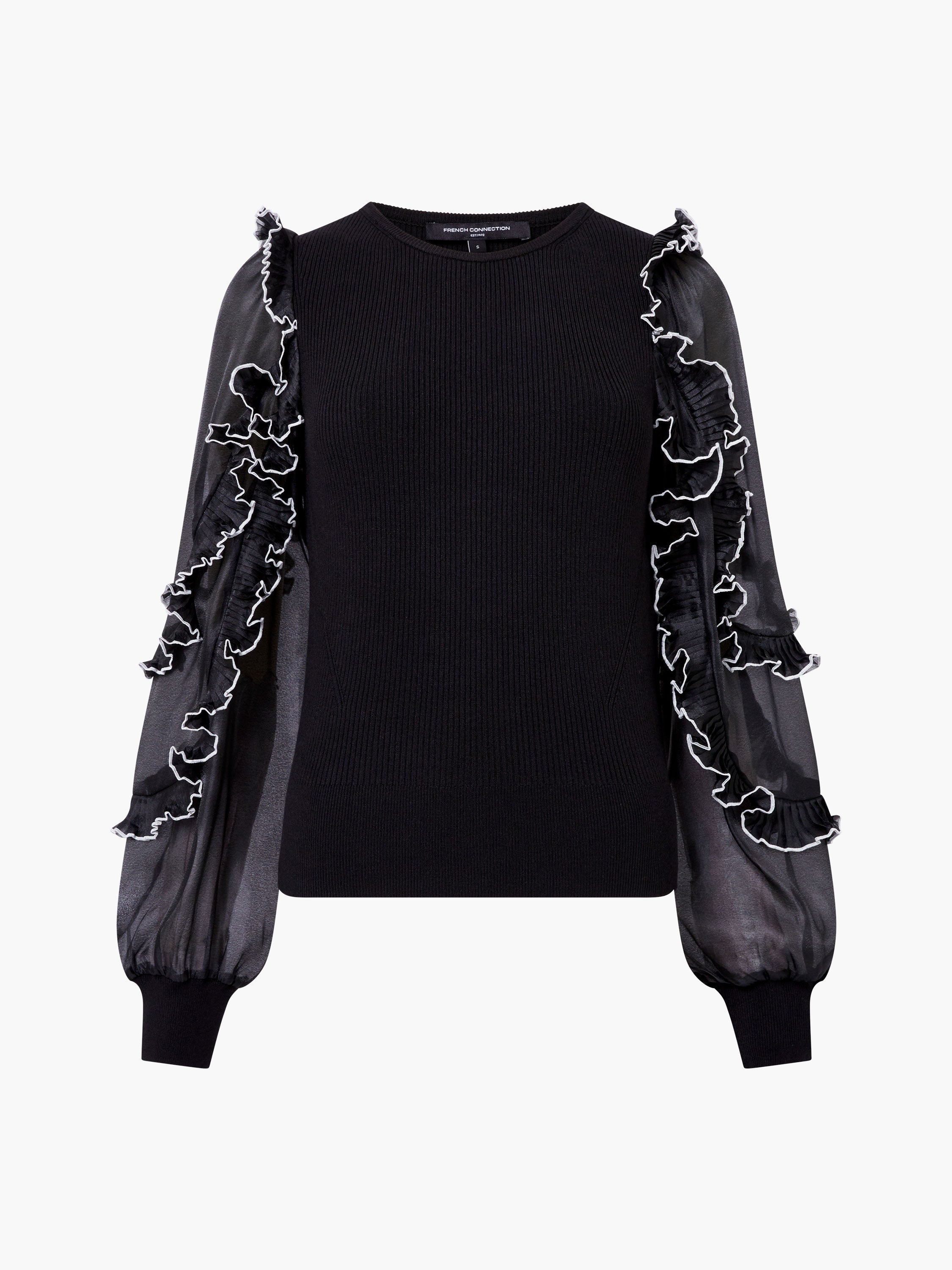 Krista Mix Ruffle Trim Long Sleeve Top