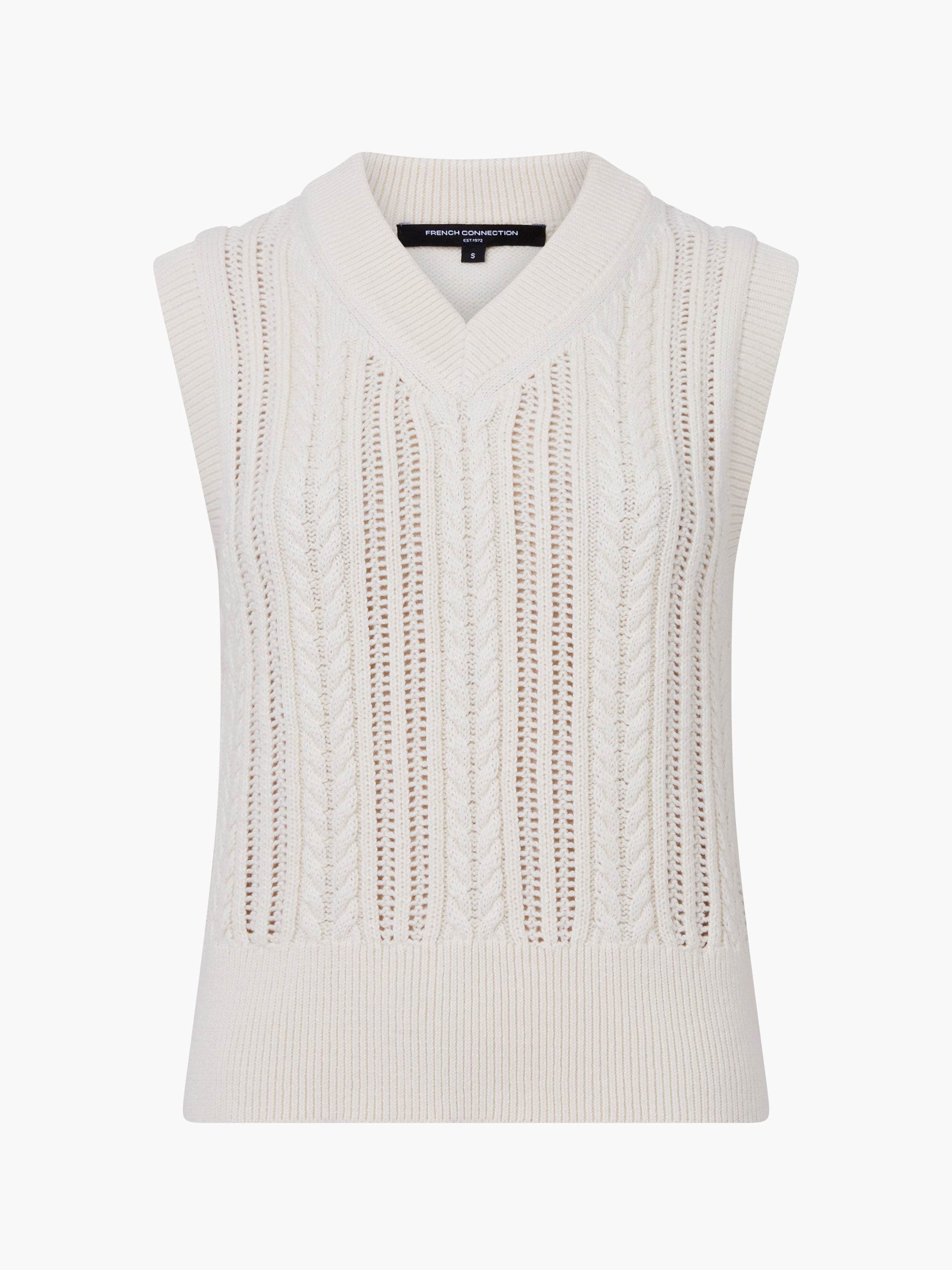 Glinda Cable Knit Vest Porcelain Cream | French Connection UK