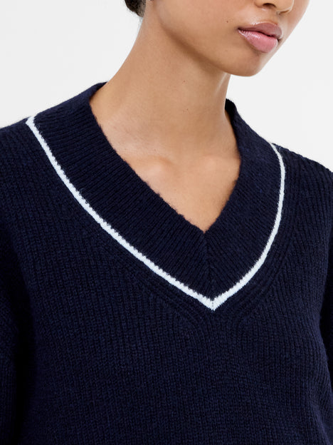 Kezia Recycled Vertical V Neck Jumper