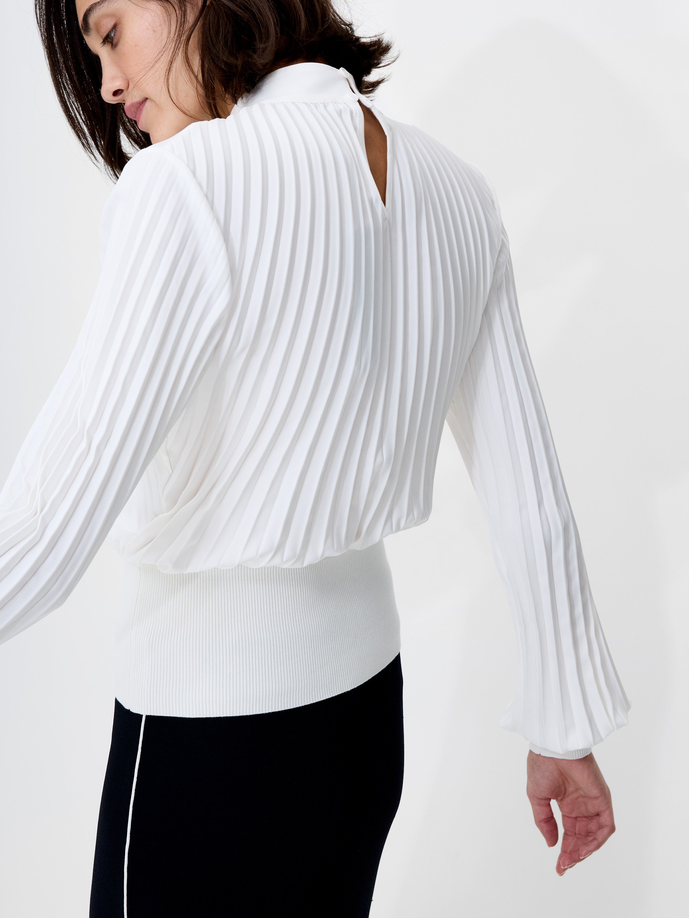 Levy Balloon Sleeve Pleated Top Winter White | French Connection UK