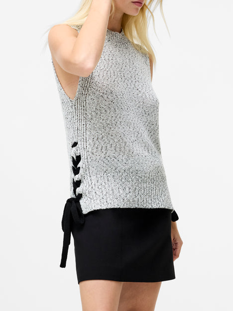 Wai Sleeveless Long Lace Up Vest