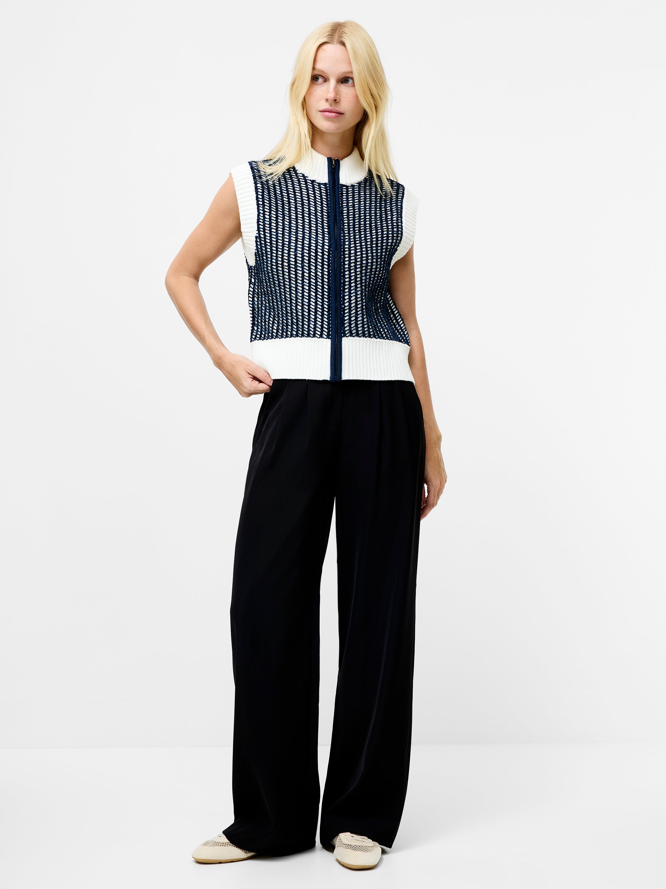 Klara Sleeveless Zip Up Knit Jumper
