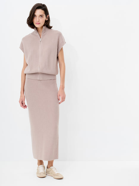 Ava Knit Zip Through Sleeveless Vest