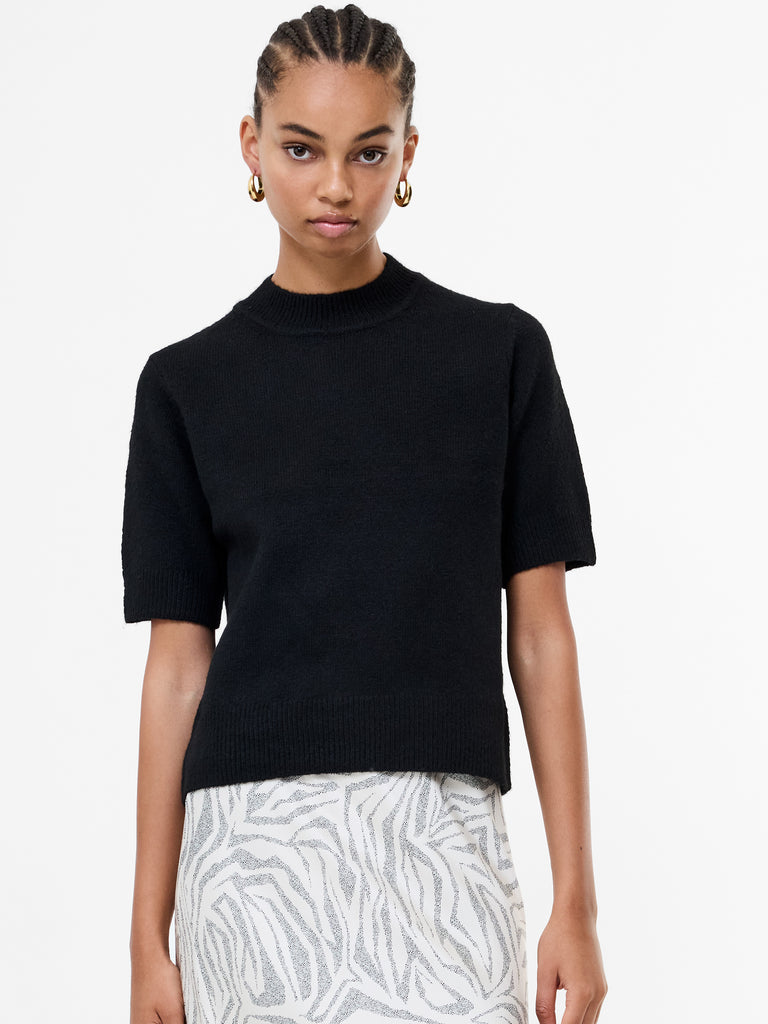 Kezia Recycled Short Sleeve Mock Neck Jumper Black | French