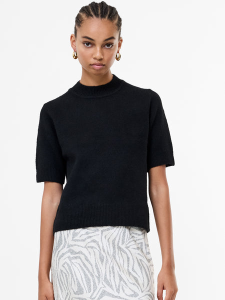 Kezia Recycled Short Sleeve Mock Neck Jumper Black | French