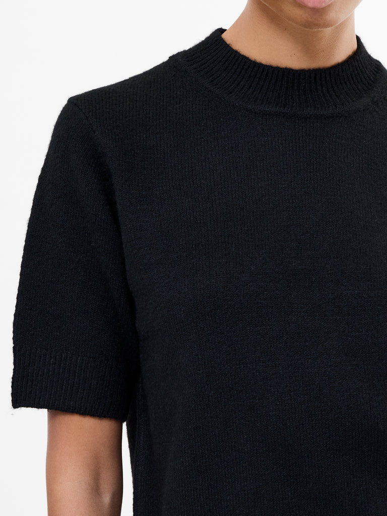 Kezia Recycled Short Sleeve Mock Neck Jumper Black | French