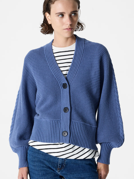 Tonia Knit V Neck Cable Sleeve Cardigan