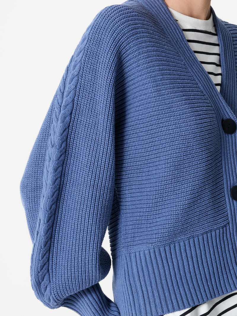 Tonia Knit V Neck Cable Sleeve Cardigan